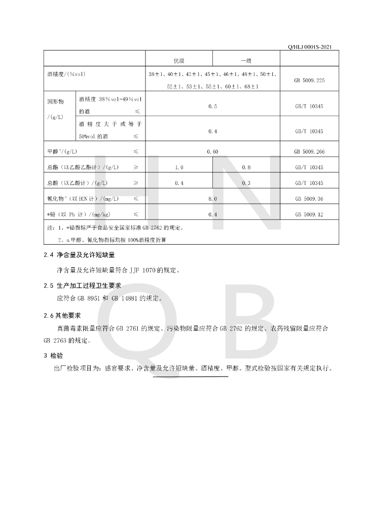 Q/HLJ 0001S-2021 标准预览