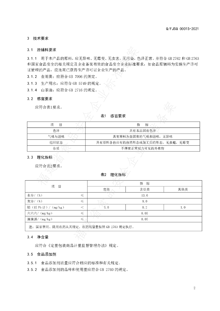 Q/FJSQ 0001S-2021 标准预览