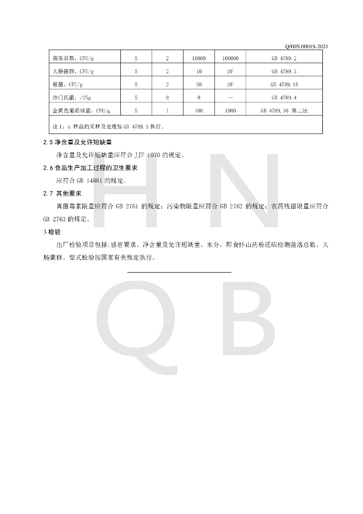 Q/HJS 0001S-2021 标准预览