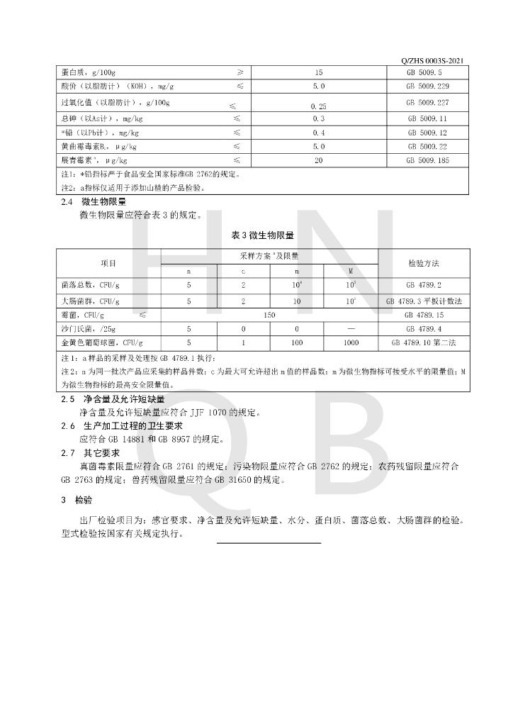 Q/ZHS 0003S-2021 标准预览