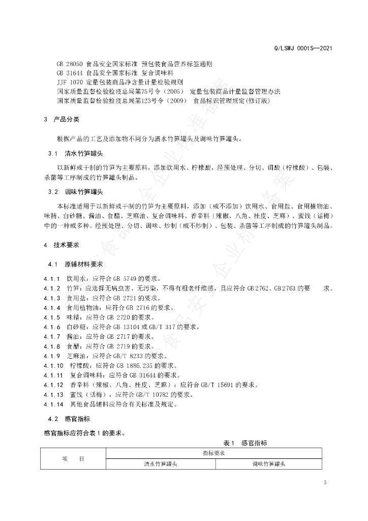 Q/LSWJ 0001S-2021 标准预览