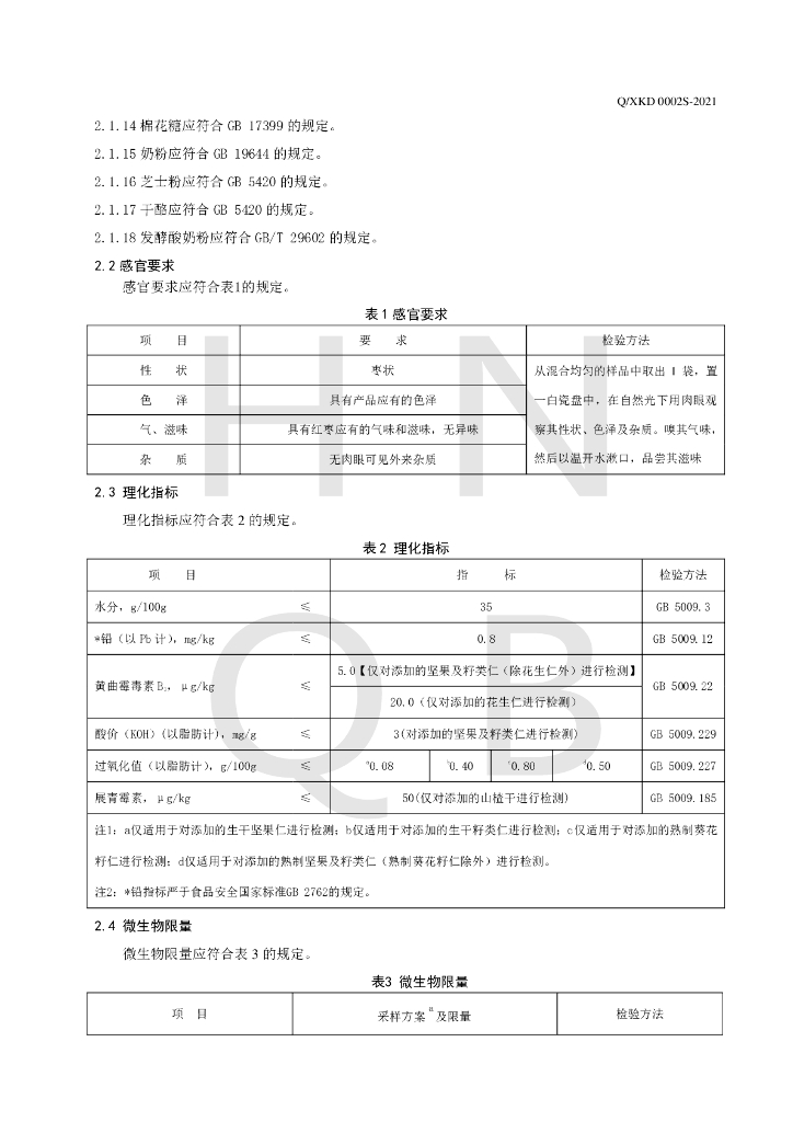 Q/XKD 0002S-2021 标准预览