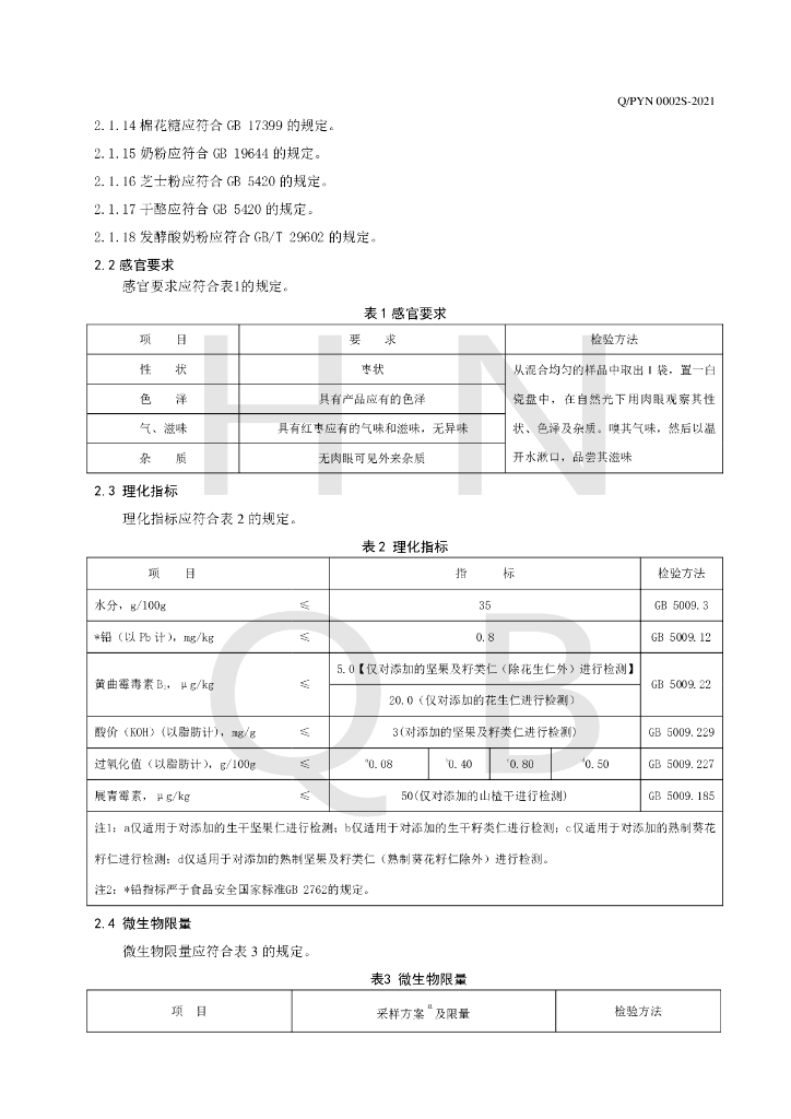 Q/PYN 0002S-2021 标准预览