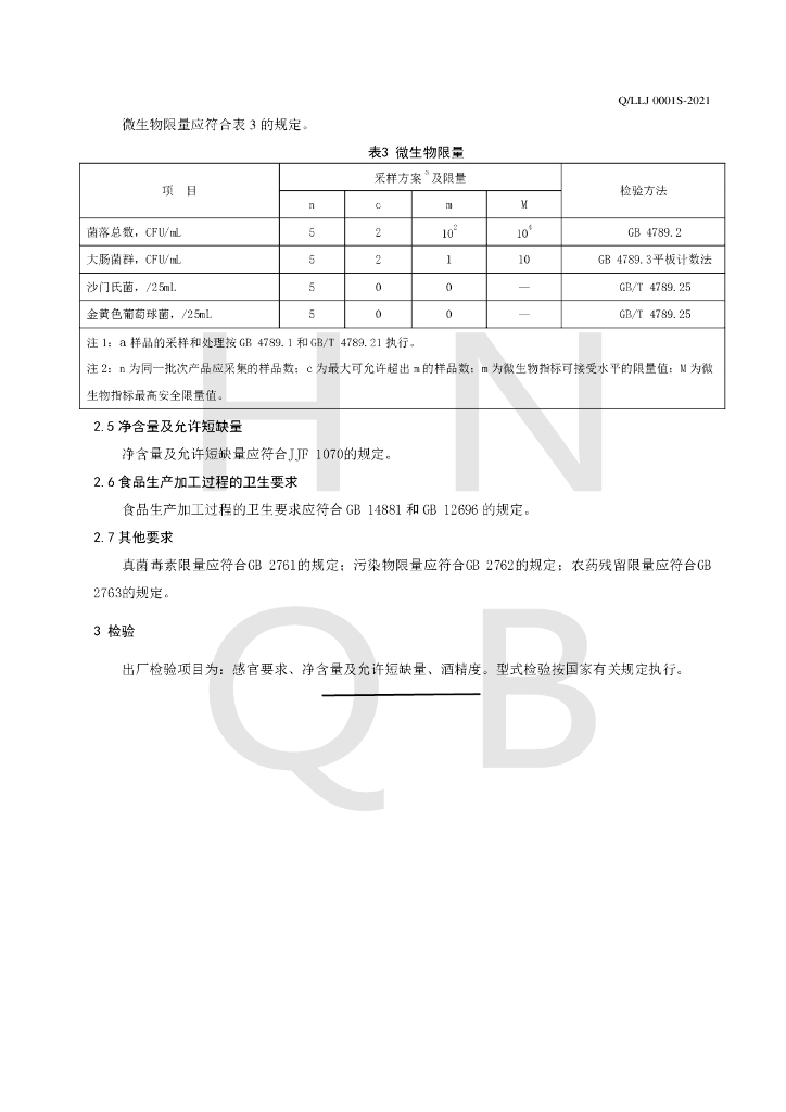 Q/LLJ 0001S-2021 标准预览