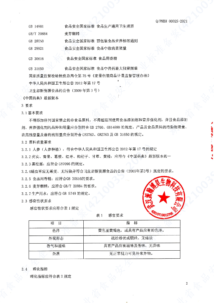 Q/PHBH 0002S-2021 标准预览