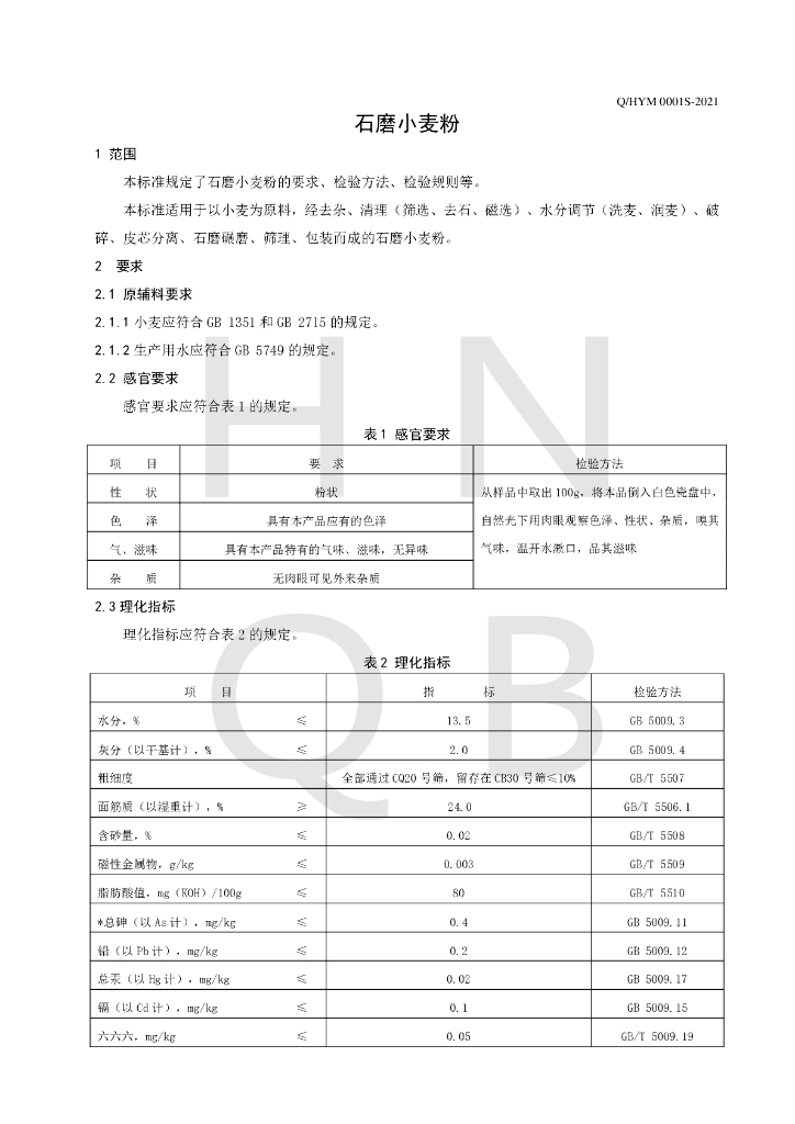 Q/HYM 0001S-2021 标准预览