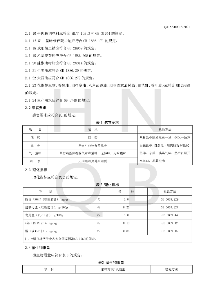 Q/HXS 0001S-2021 标准预览