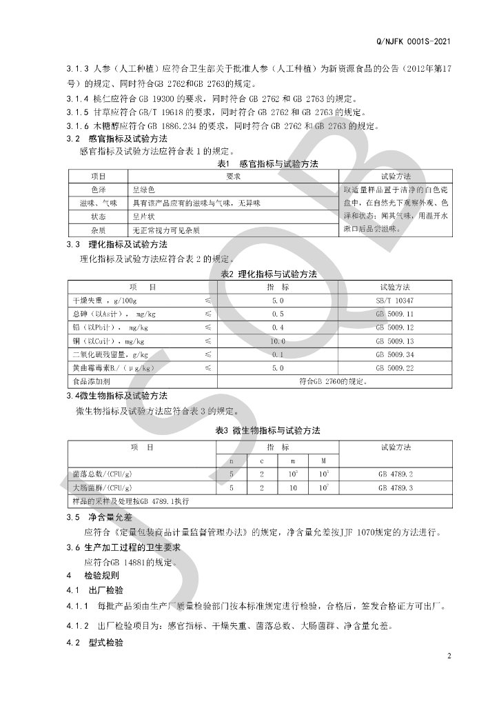 Q/NJFK 0001S-2021 标准预览