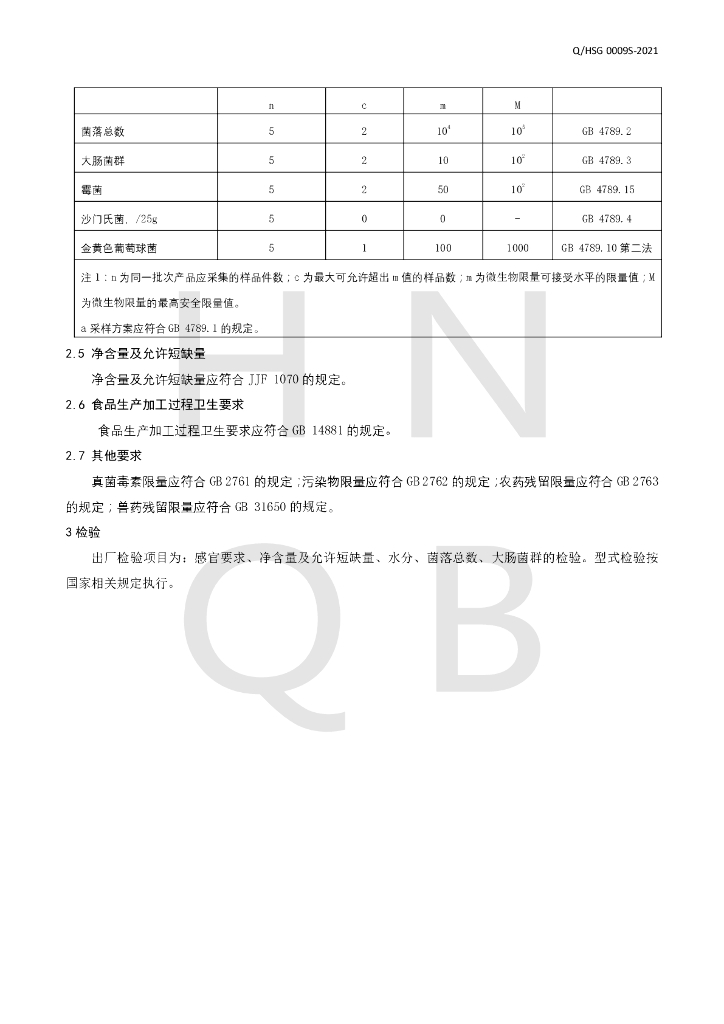 Q/HSG 0009S-2021 标准预览