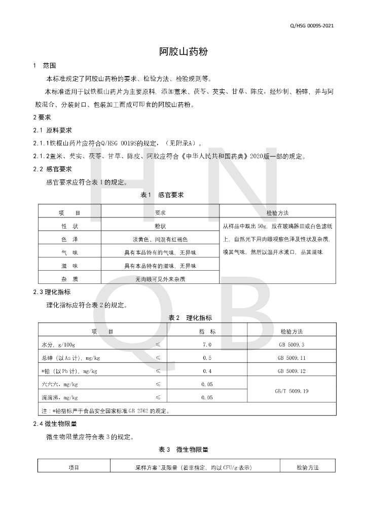 Q/HSG 0009S-2021 标准预览