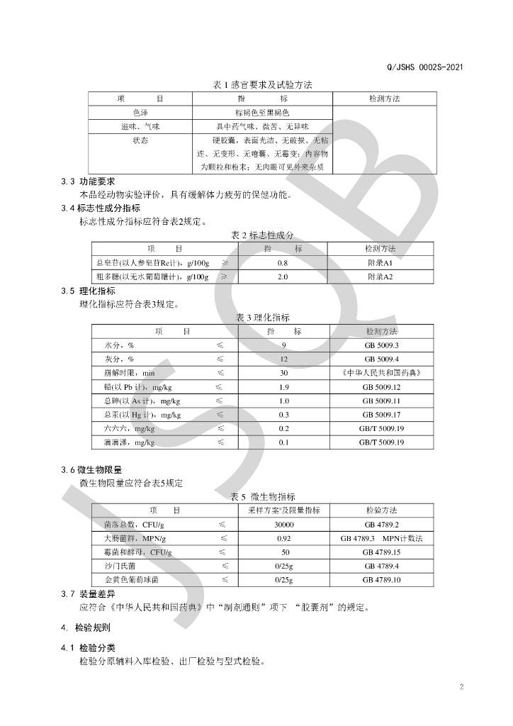 Q/JSHS 0002S-2021 标准预览