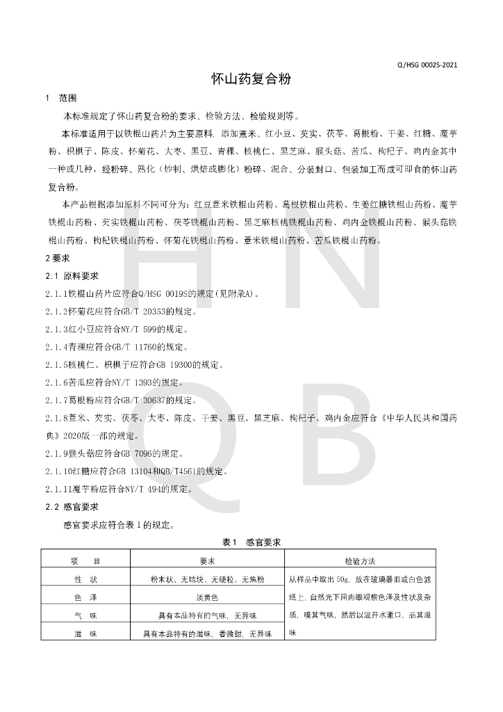 Q/HSG 0002S-2021 标准预览