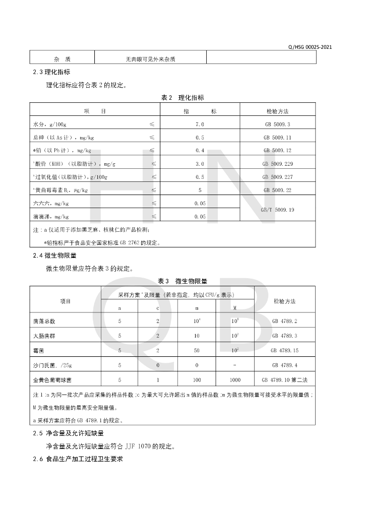 Q/HSG 0002S-2021 标准预览