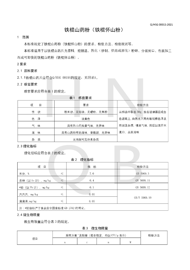 Q/HSG 0001S-2021 标准预览