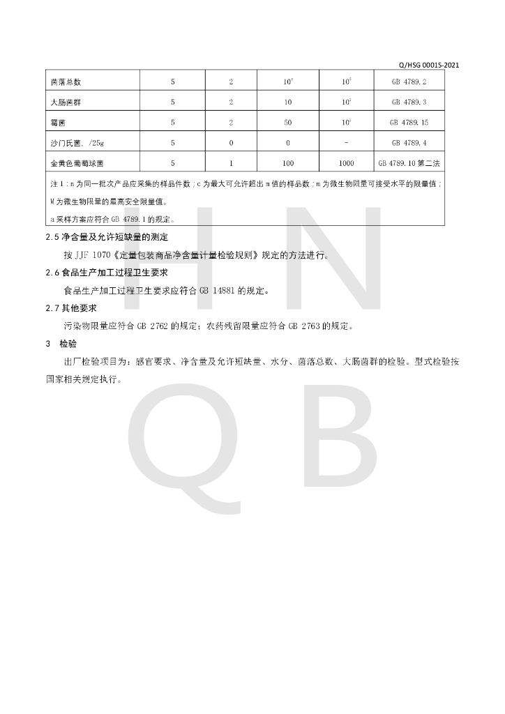 Q/HSG 0001S-2021 标准预览