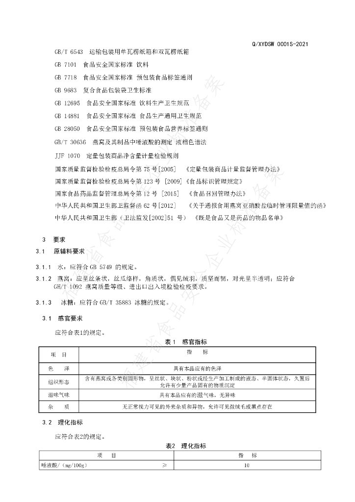 Q/XYDSW 0001S-2021 标准预览