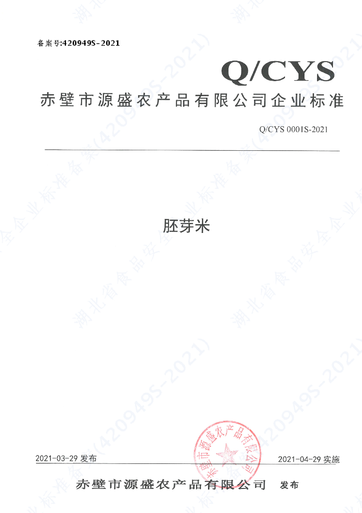 Q/CYS 0001S-2021 标准预览