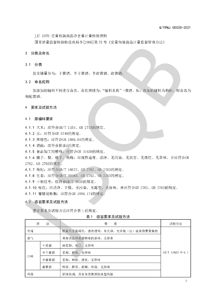 Q/YPNJ 0003S-2021 标准预览