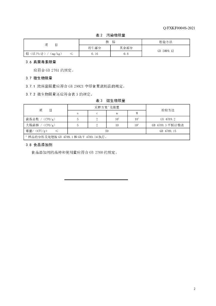 Q/FXKF 0004S-2021 标准预览
