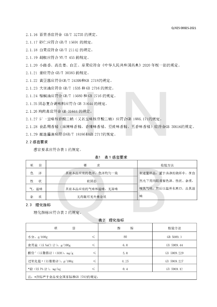 Q/XZS 0002S-2021 标准预览