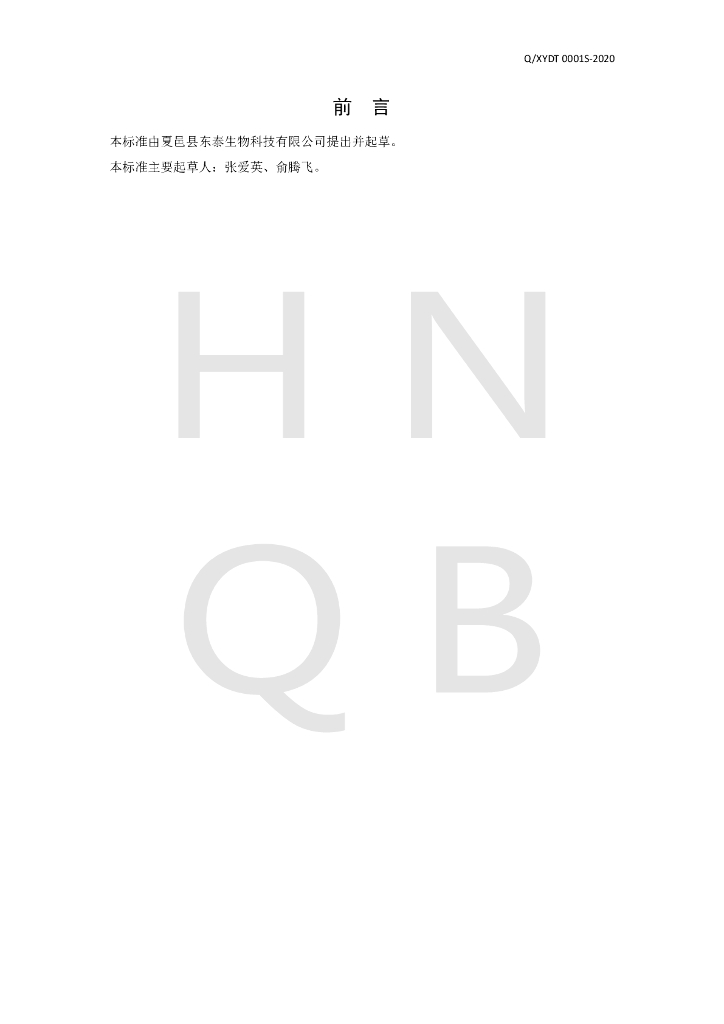 Q/XYDT 0001S-2020 标准预览