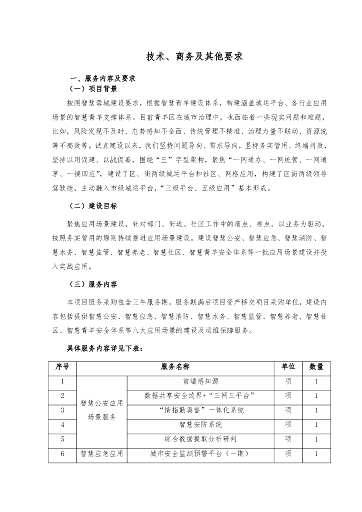 成都市青羊区行政审批局智慧应用场景服务采购项目需求