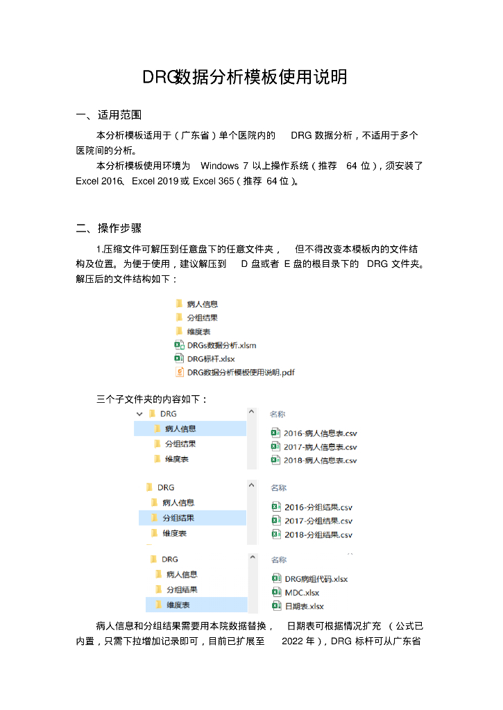 DRG数据分析模板使用说明