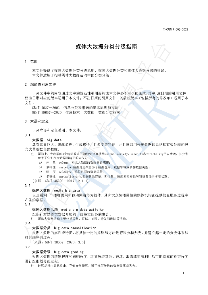 T/CAMIR 003-2022 标准预览