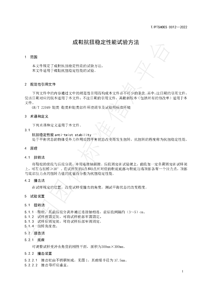 T/PTSHOES 0012-2022 标准预览