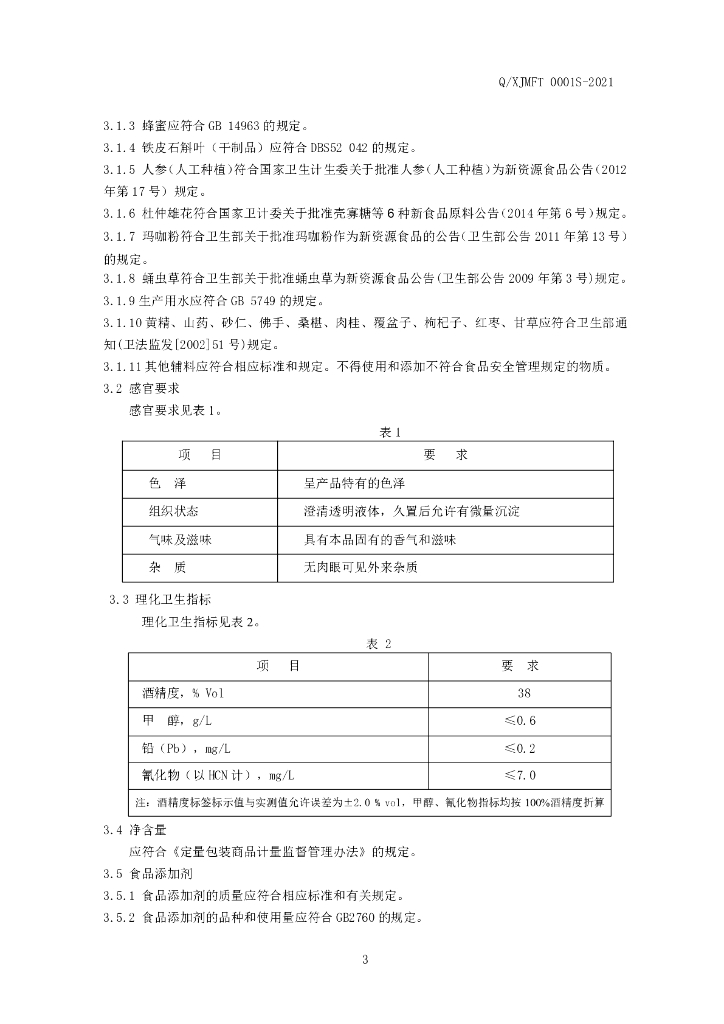 Q/XJMFT 0001S-2021 标准预览