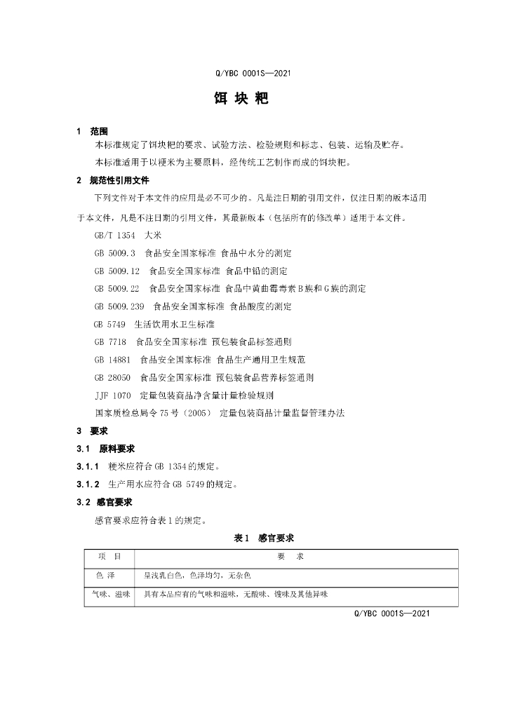 Q/YBC 0001S-2021 标准预览
