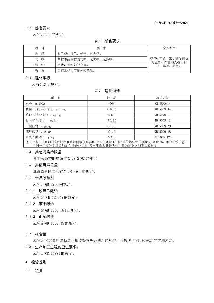 Q/ZHSP 0001S-2021 标准预览