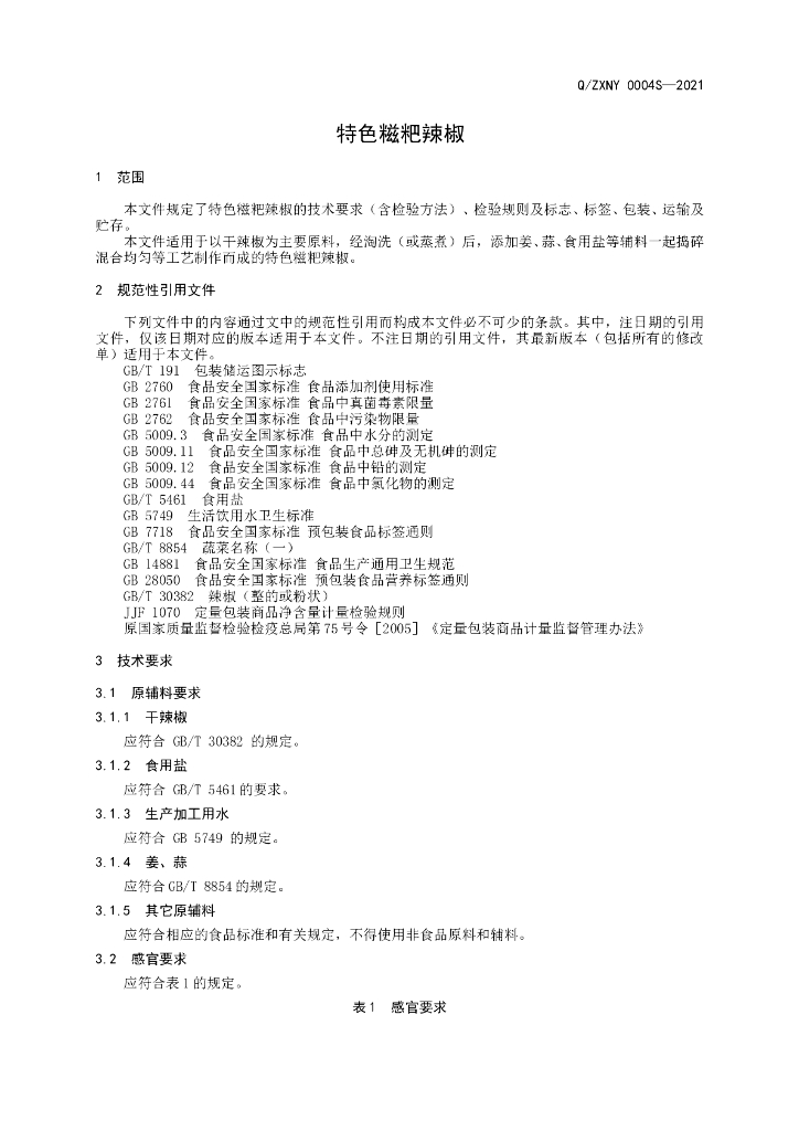 Q/ZXNY 0004S-2021 标准预览