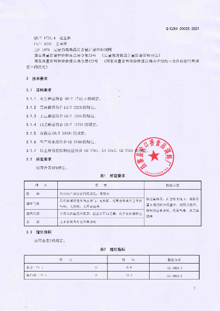 Q/CZKX 0002S-2021 标准预览