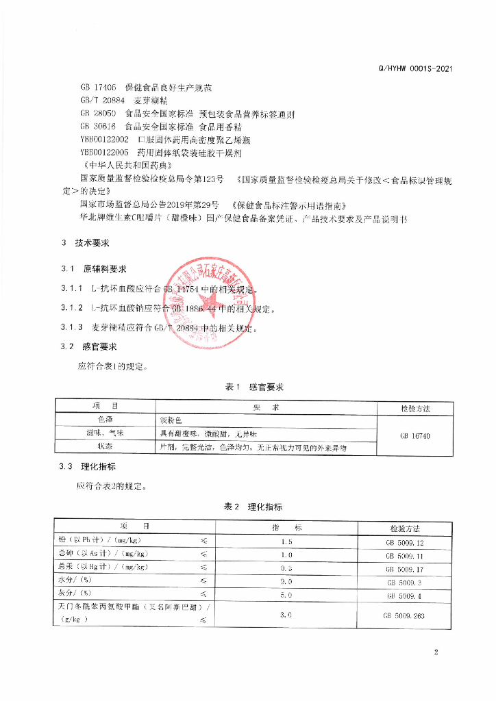 Q/HYHW 0001S-2021 标准预览