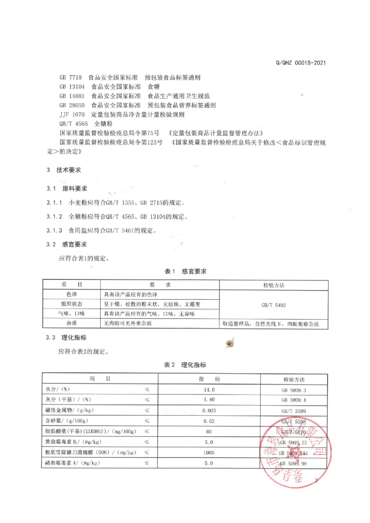 Q/QHZ 0001S-2021 标准预览