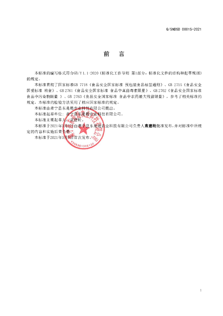 Q/SNDSD 0001S-2021 标准预览
