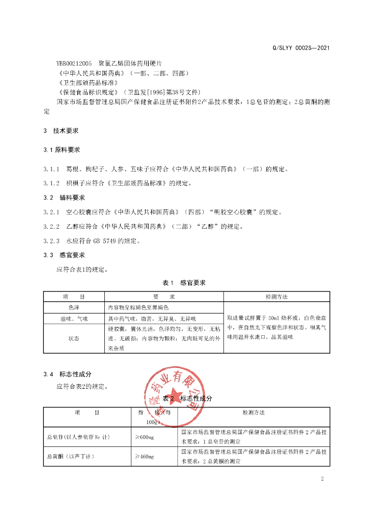 Q/SLYY 0002S-2021 标准预览