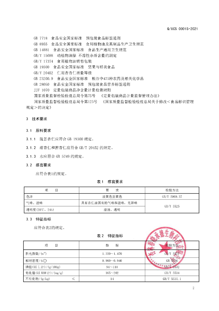 Q/XCS 0001S-2021 标准预览