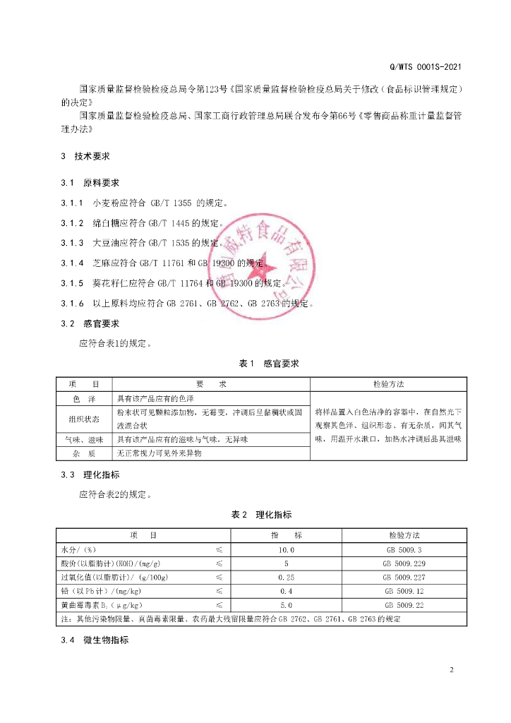Q/WTS 0001S-2021 标准预览