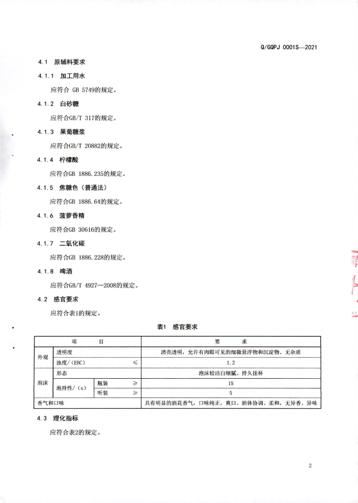 Q/GQPJ 0001S-2021 标准预览