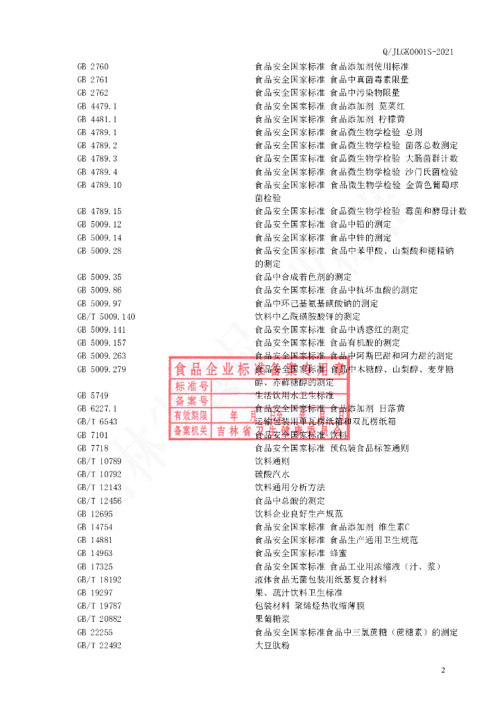 Q/JLGK 0001S-2021 标准预览