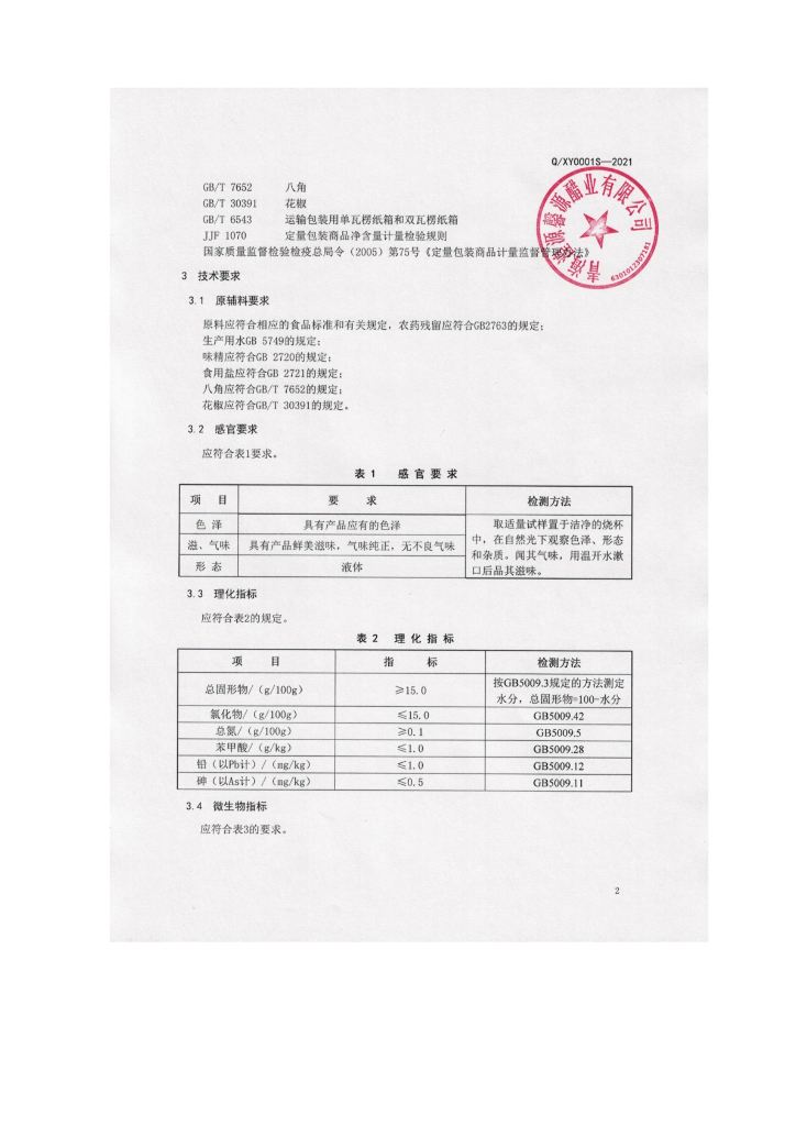 Q/XY 0001S-2021 标准预览