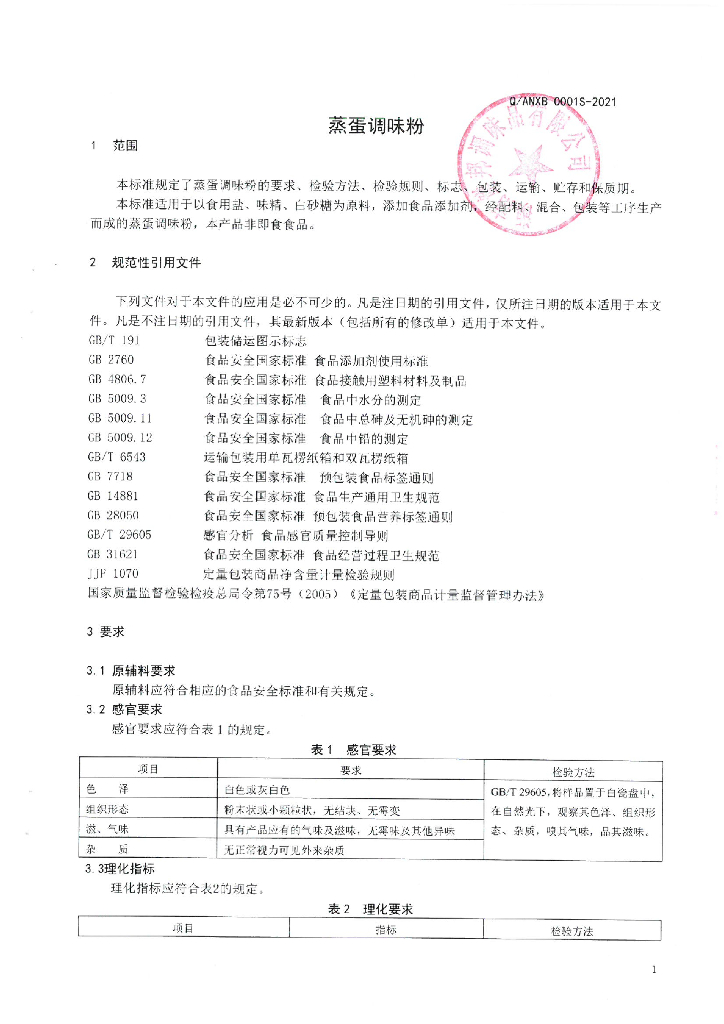 Q/ANXB 0001S-2021 标准预览