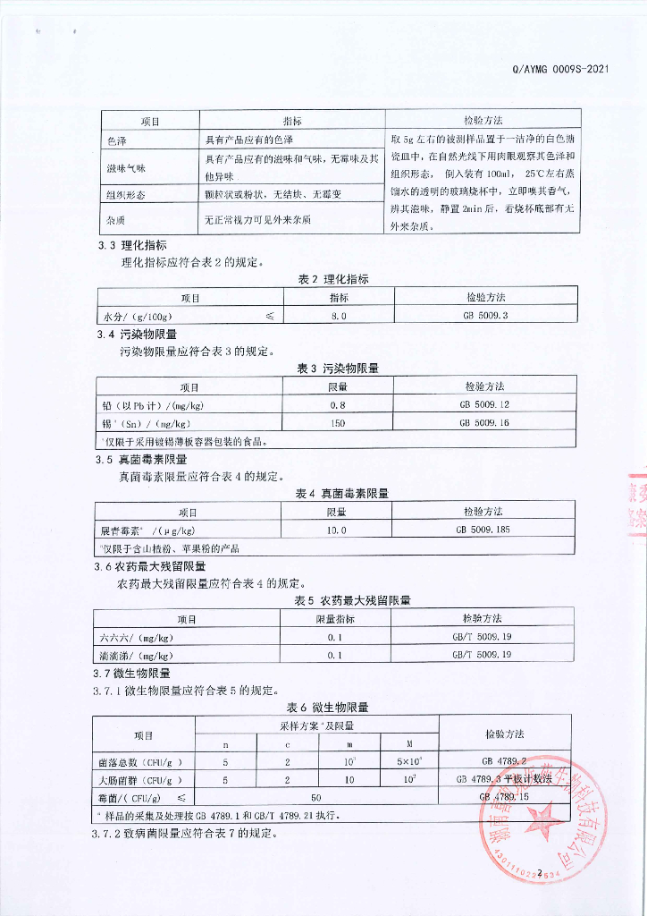 Q/AYMG 0009S-2021 标准预览