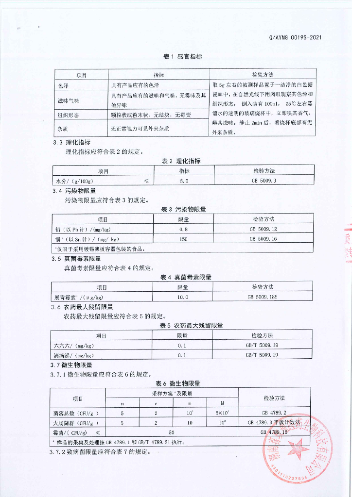Q/AYMG 0019S-2021 标准预览