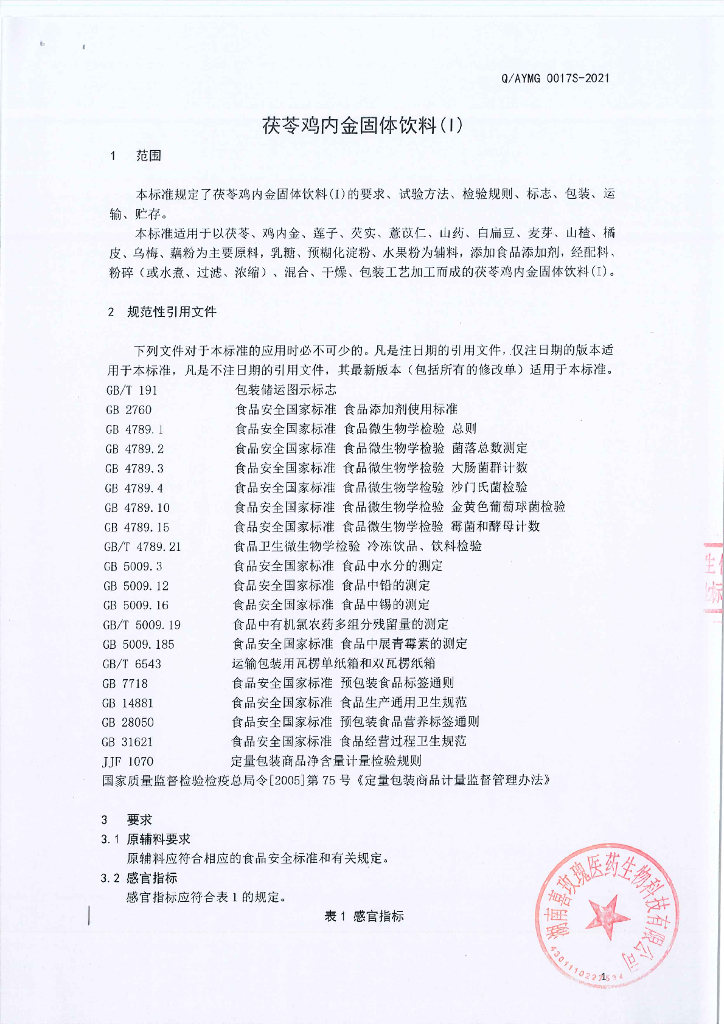 Q/AYMG 0017S-2021 标准预览