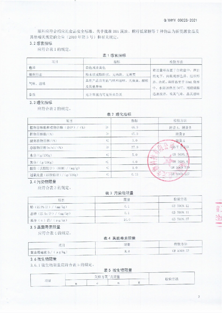 Q/XHYY 0002S-2021 标准预览
