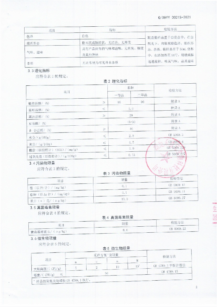 Q/XHYY 0001S-2021 标准预览