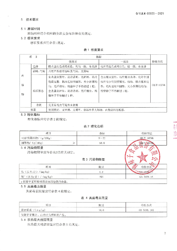 Q/YJLM 0002S-2021 标准预览